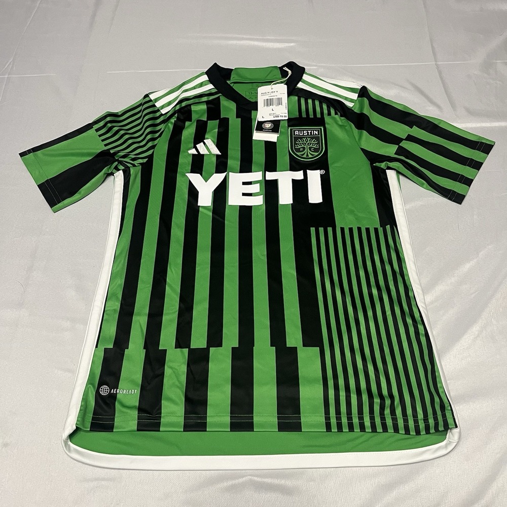 NWT Adidas Austin FC 23/24 Home Jersey YOUTH L Green Black MLS